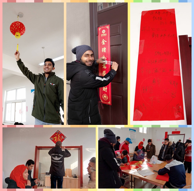 贴春联、贴窗花、挂灯笼,留学生齐动手,为新春准备着 贴春联、贴窗花、挂灯笼,留学生齐动手,为新春准备着